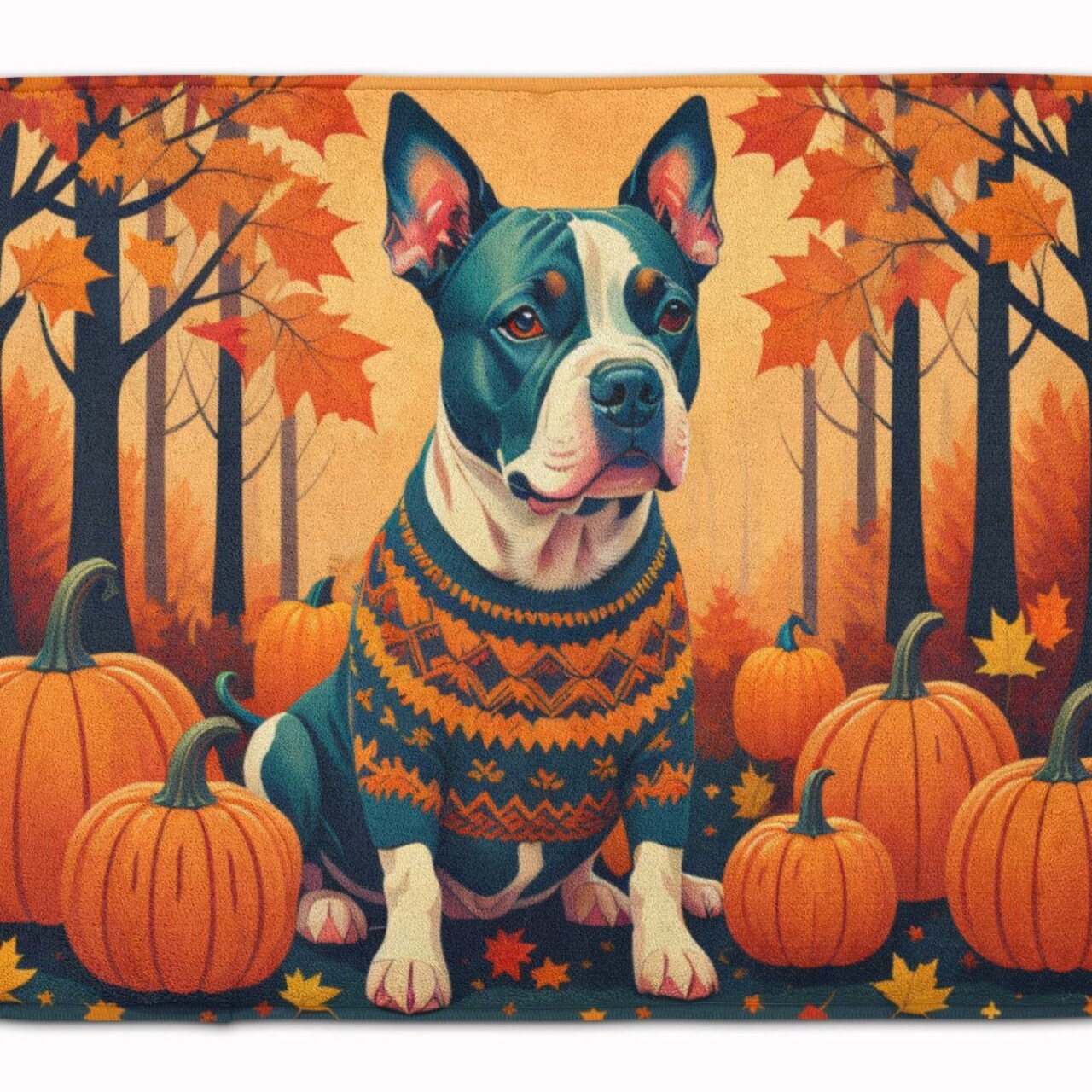 Edge Collections - 19" X 27" - Multicolor - Pit Bull Terrier Memory Foam Kitchen Mat Machine Washable - 1 Piece